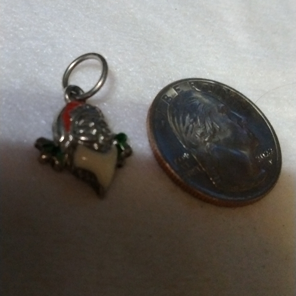 Vintage Santa enamel charm silver tone (sku 285) - Picture 3 of 4